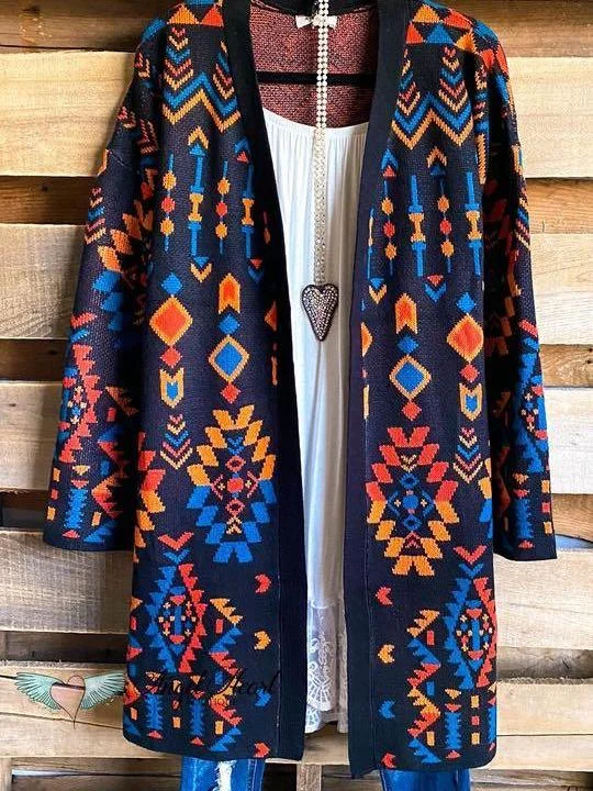 Aztec Dream Cardigan - Black/multi