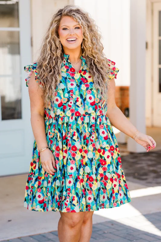 Blissful Garden Dress, Blue