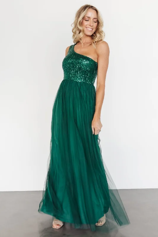 Celebration One Shoulder Maxi Dress | Green