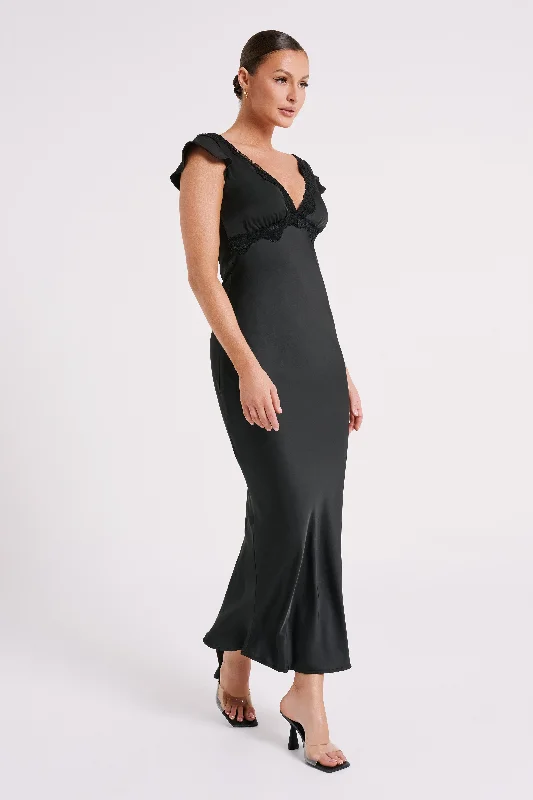 Chelsea Cap Sleeve Maxi Dress - Black