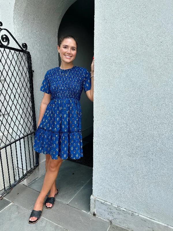 Ella Mini Dress Blue Star Floral Final Sale