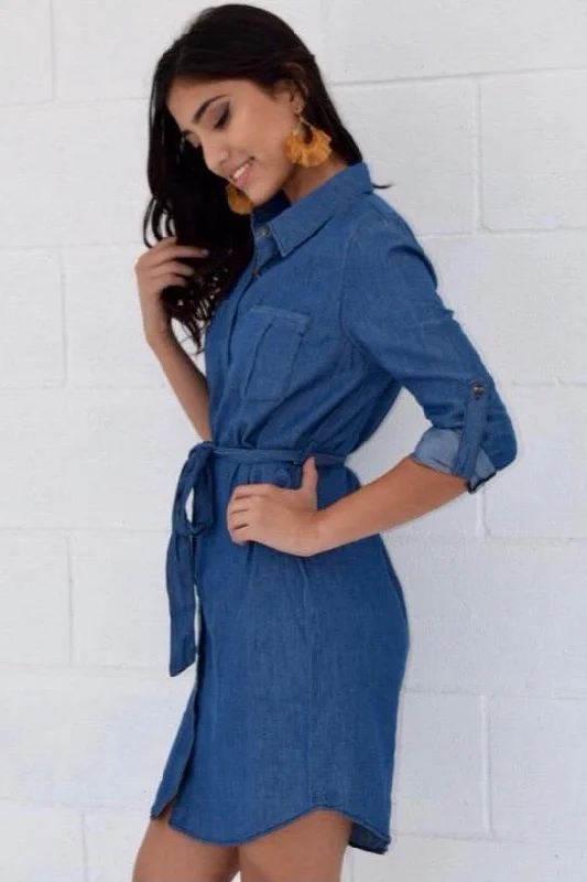 Ara, Button up denim dress with waist belt attached