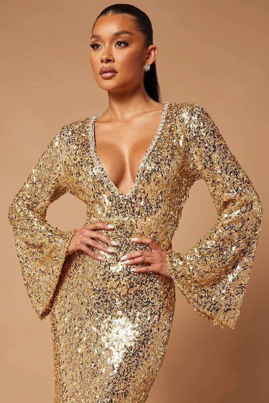 Emma Embellished Gown - Gold