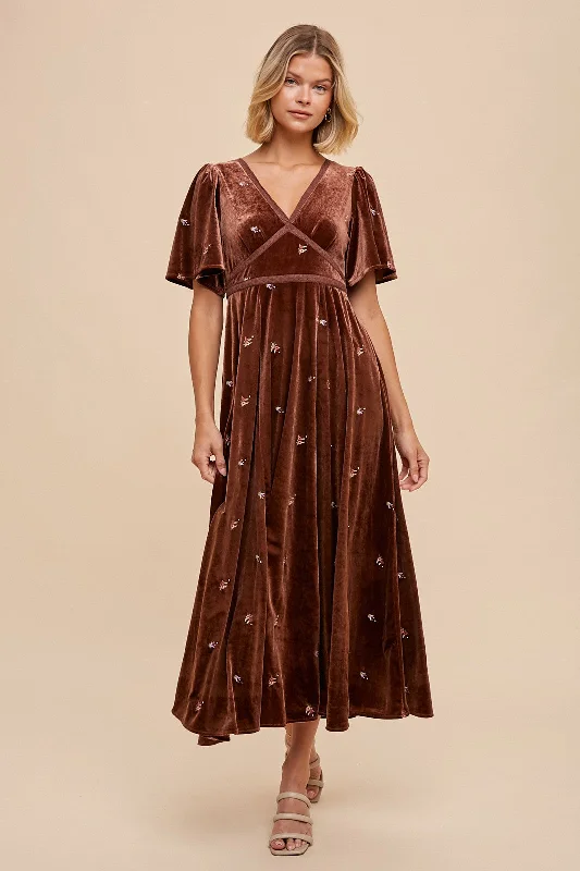 Hazel Mocha Velvet Dress