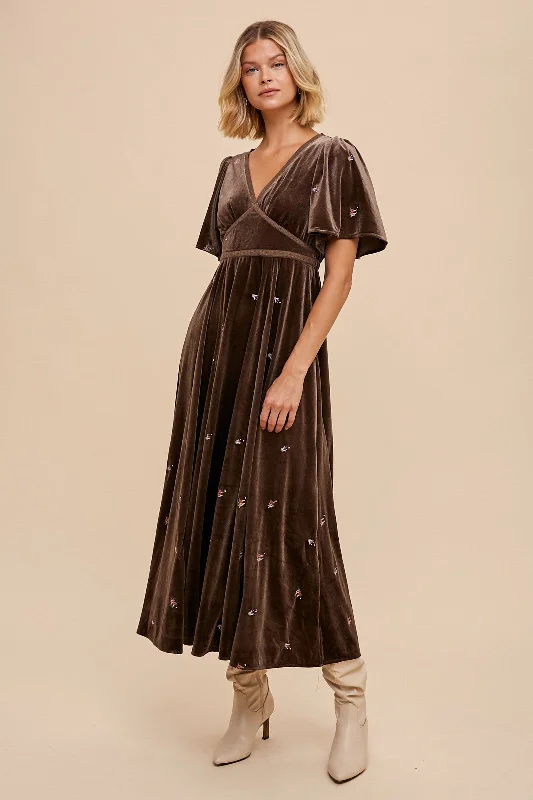 Hazel Pewter Velvet Dress