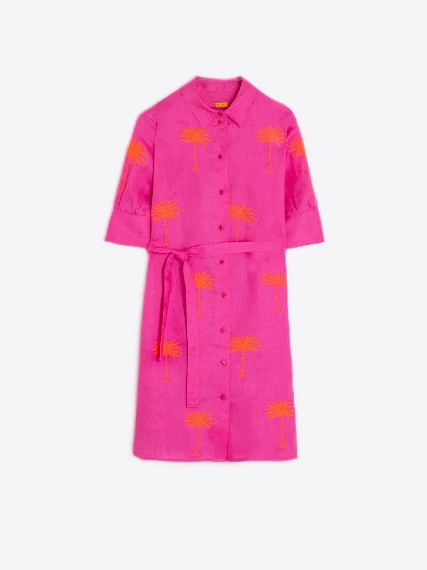 Hester Dress in Pink Linen