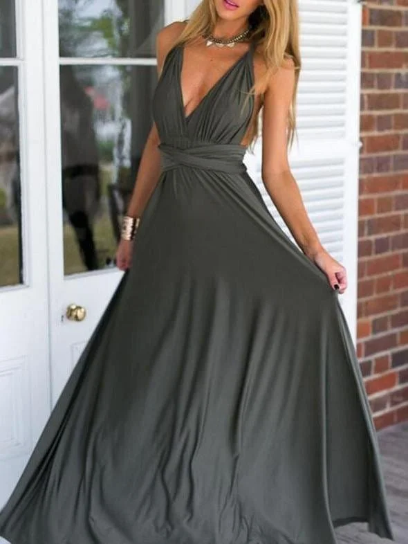 Gorgeous Deep V Tie Long Dress