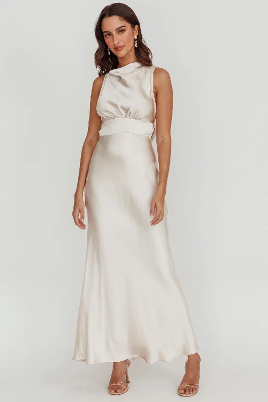 Isabella Satin Maxi Dress Champagne