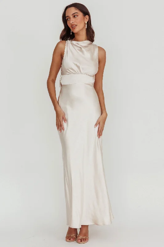 Isabella Satin Maxi Dress Champagne