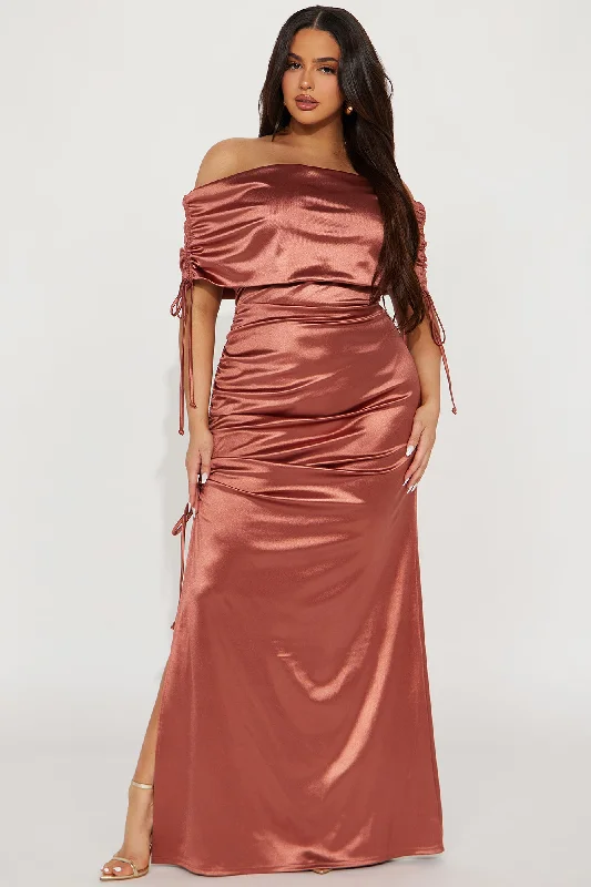 Kiara Off Shoulder Gown - Brown