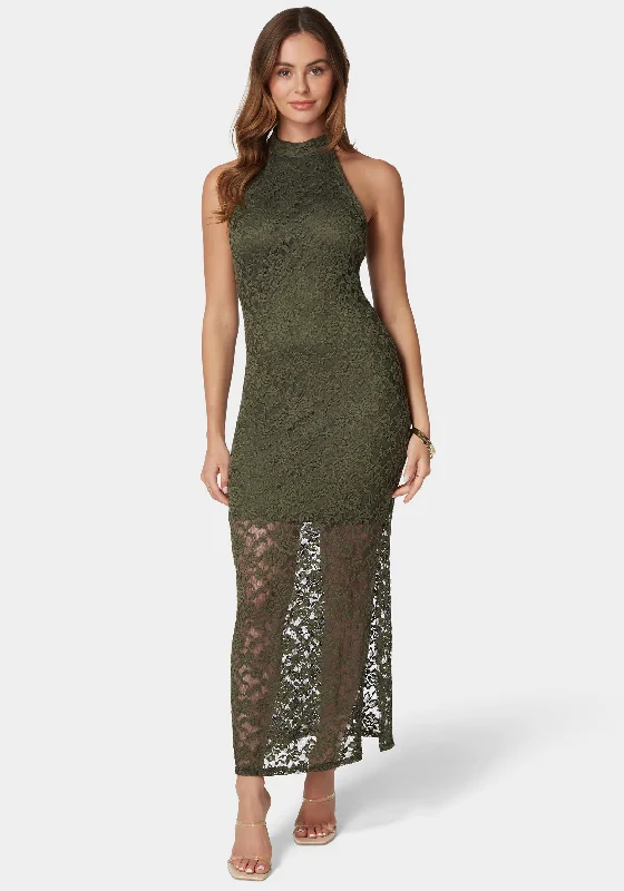 Lace Mock Neck Maxi Dress