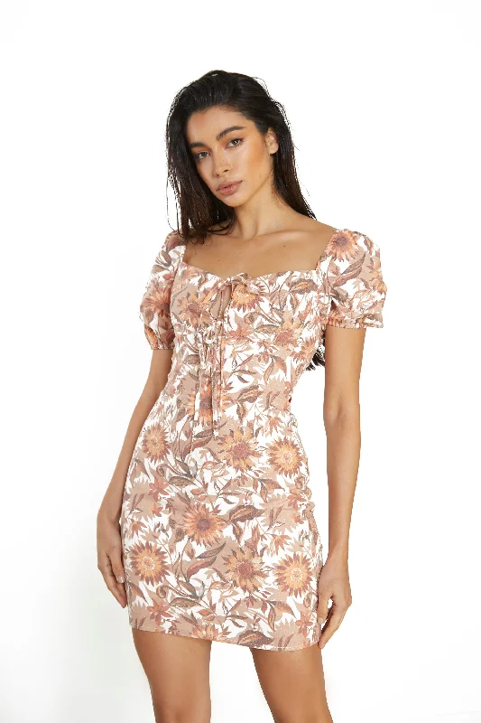 Glamorous Multi Sunflower Milkmaid Mini Dress