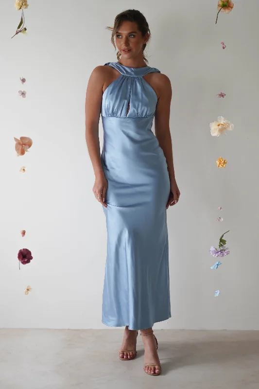 Lauryn Halter Neck Maxi Dress | Light Blue