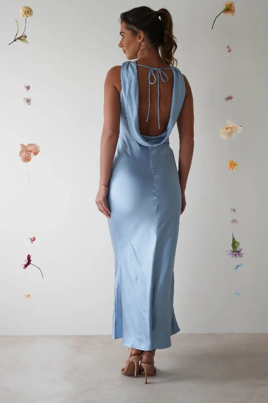 Lauryn Halter Neck Maxi Dress | Light Blue