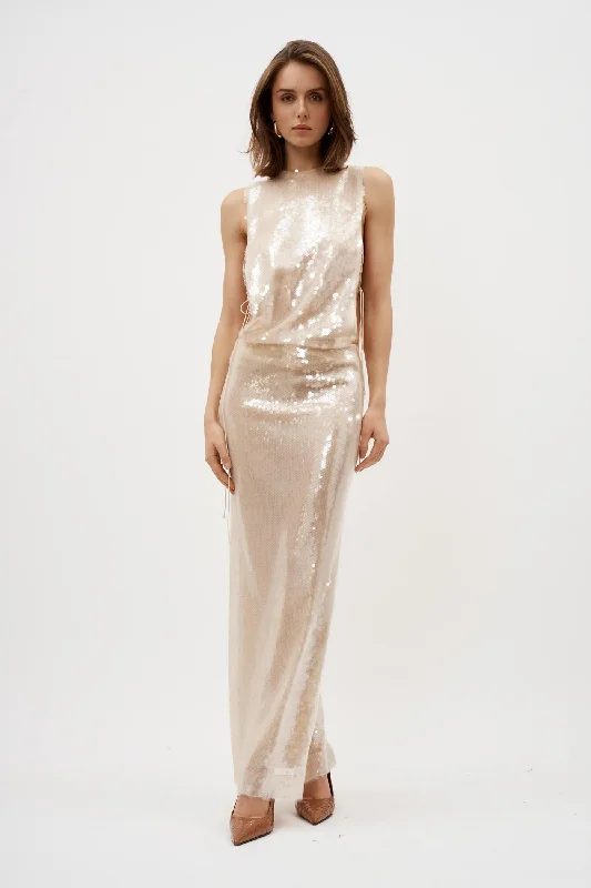 Lucent Sequin Seperation Ivory Gown