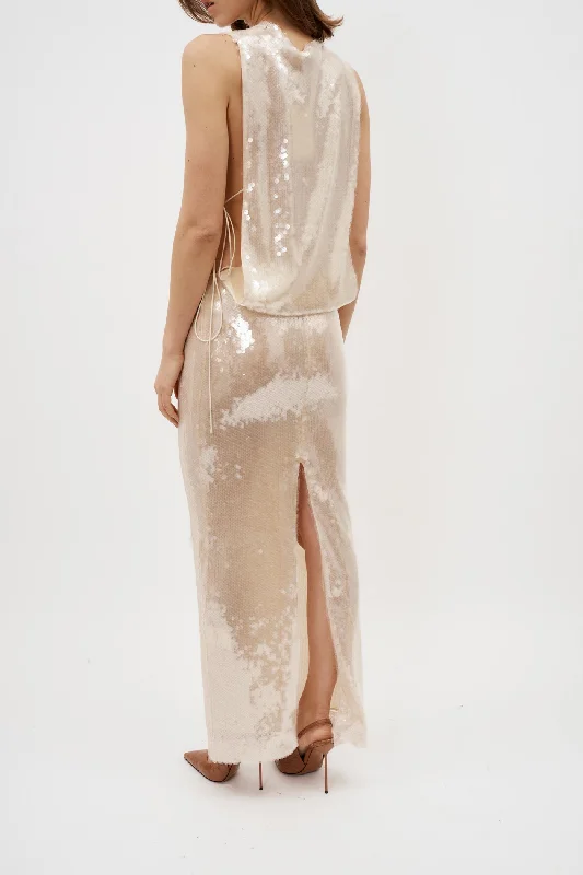 Lucent Sequin Seperation Ivory Gown