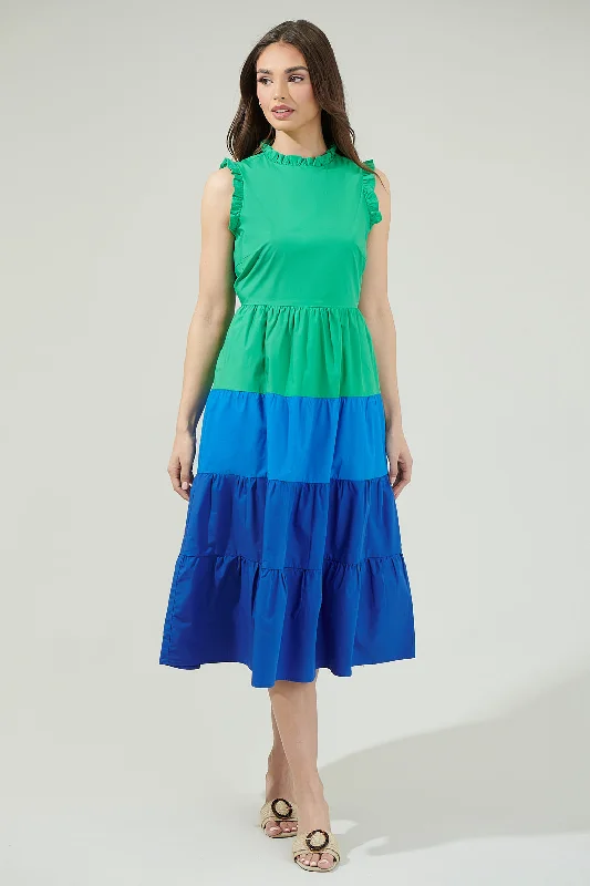 Marilu Color Block Midi Dress