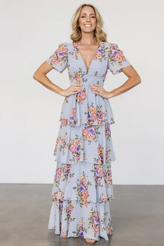 Montaigne Ruffle Maxi Dress | Light Blue Floral