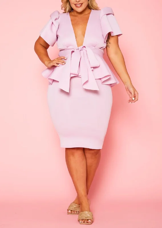 Hi Curvy Plus Size Women Impression Two Piece Set