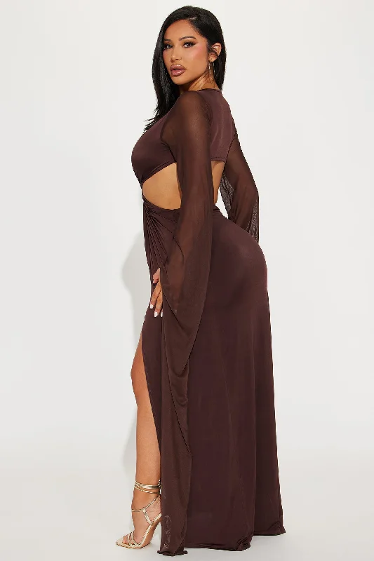 Sarah Long Sleeve Maxi Dress - Brown