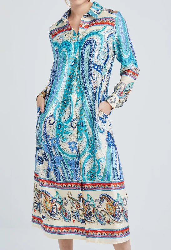 Satin Paisley Patterened Dress