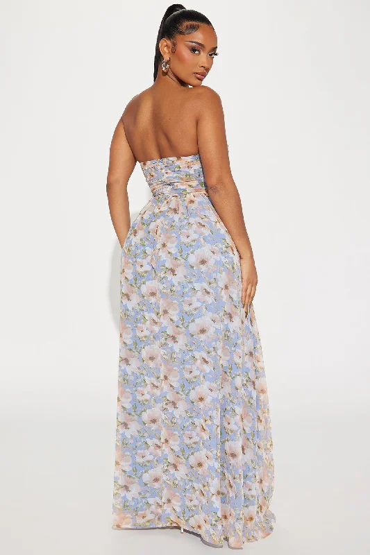 Sophia Chiffon Maxi Dress - Blue/combo