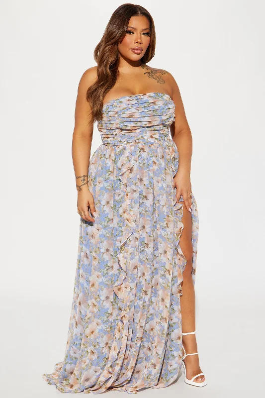 Sophia Chiffon Maxi Dress - Blue/combo