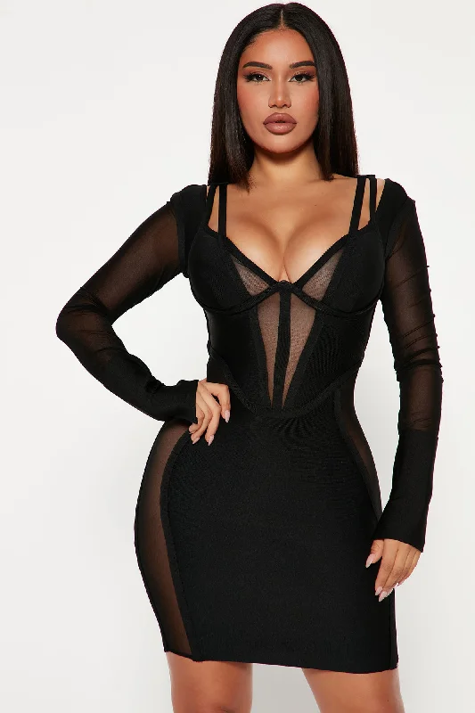 Tequila Nights Bandage Mini Dress - Black