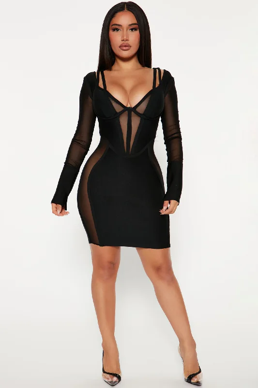 Tequila Nights Bandage Mini Dress - Black