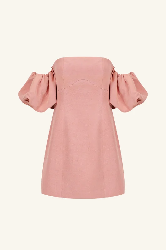 VENTO PUFF SLEEVE CONTOUR MINI DRESS - ROSE DAWN