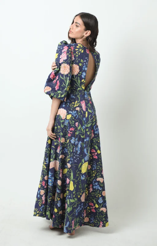 Vera Dress in Navy Multi Garden