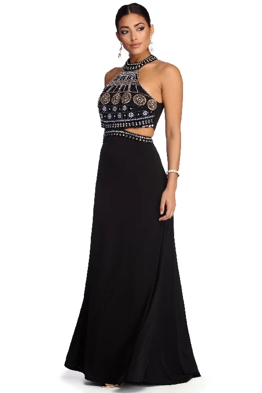 Zariyah Formal Heat Stone Cut Out Dress