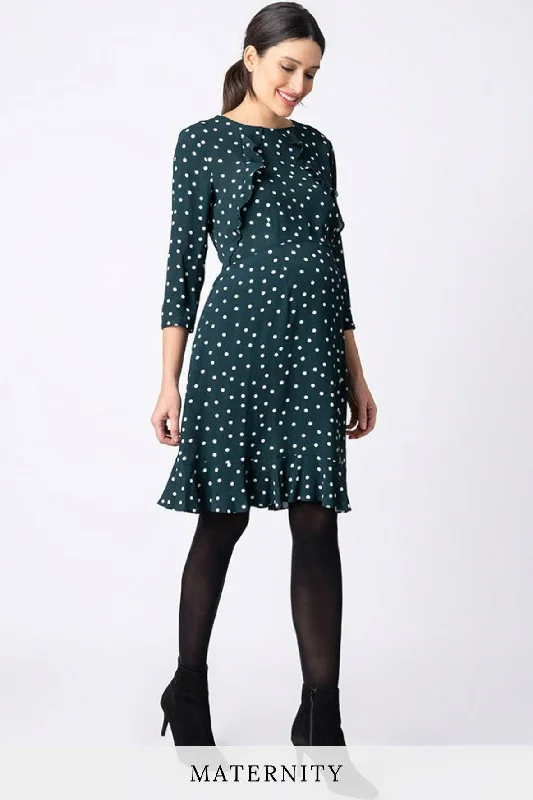 Polka Dot Frill Maternity & Nursing Dress