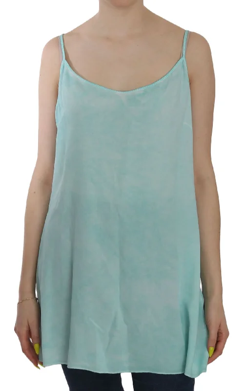 Ermanno Scervino Blue Sleeveless Spaghetti Dress Women's Blouse