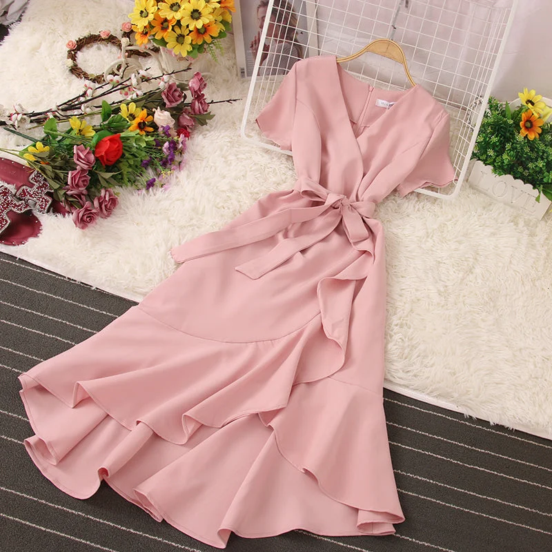 Cute V-neck short dress fashion dress    S298