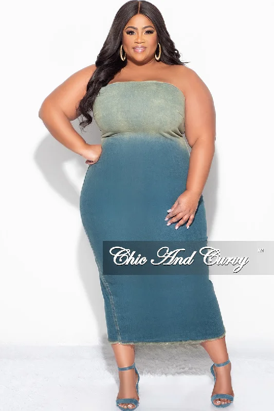 Final Sale Plus Size Dress in Washed Denim