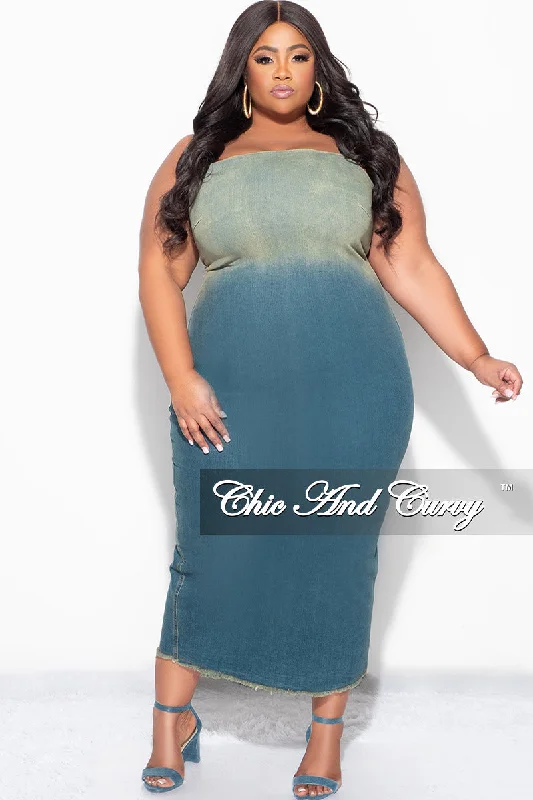 Final Sale Plus Size Dress in Washed Denim