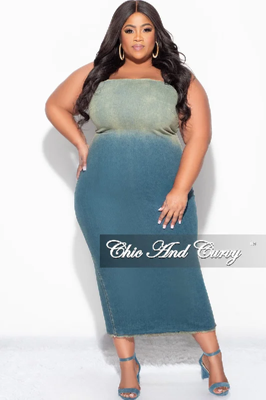 Final Sale Plus Size Dress in Washed Denim