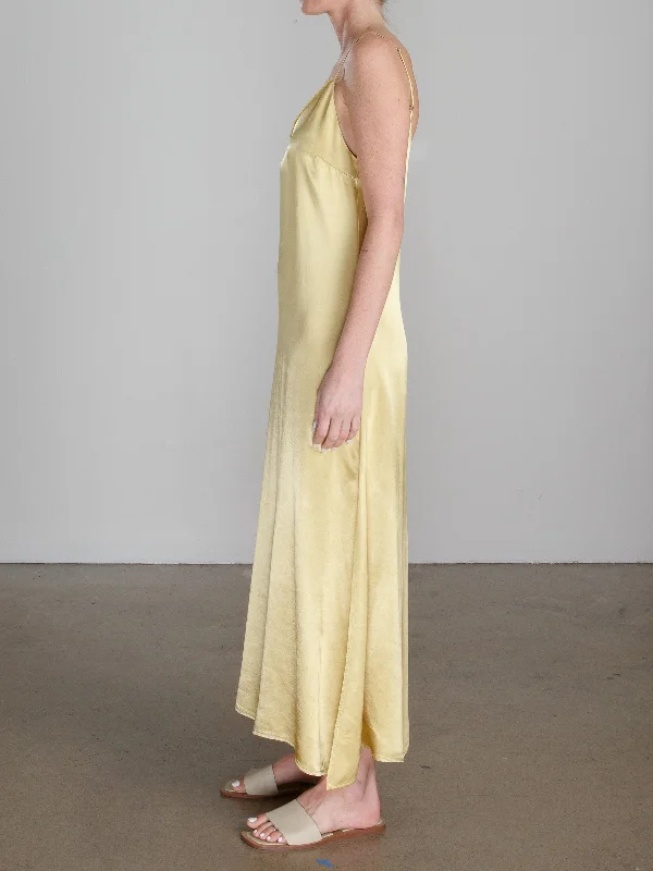 Henri Dress in Vintage Satin - Citron