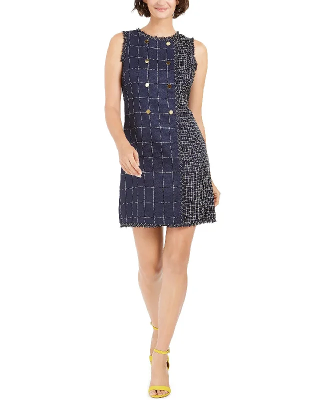 julia jordan Women's Mixed-Plaid Sheath Dress Blue Size 12