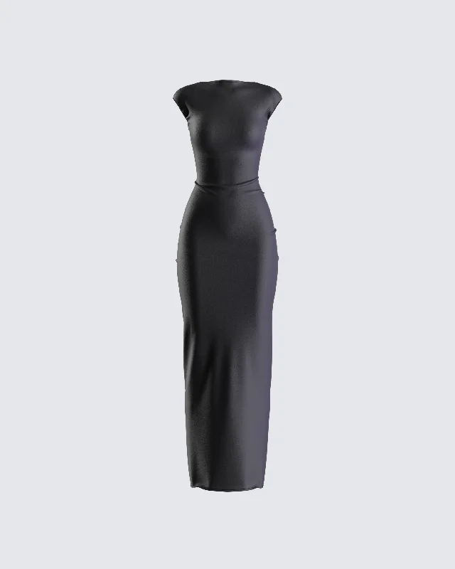 Kath Black Jersey Backless Dress