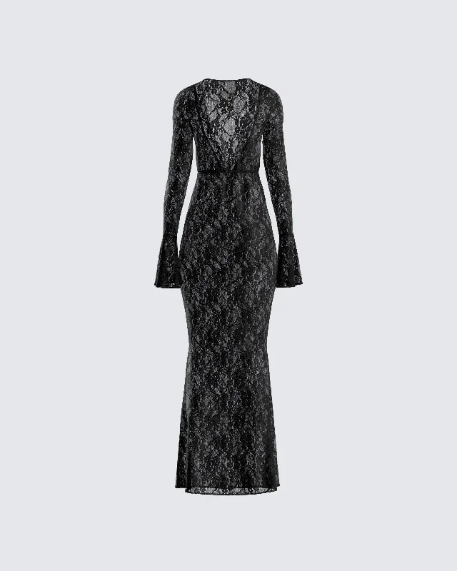 Lilith Black Lace Maxi Dress