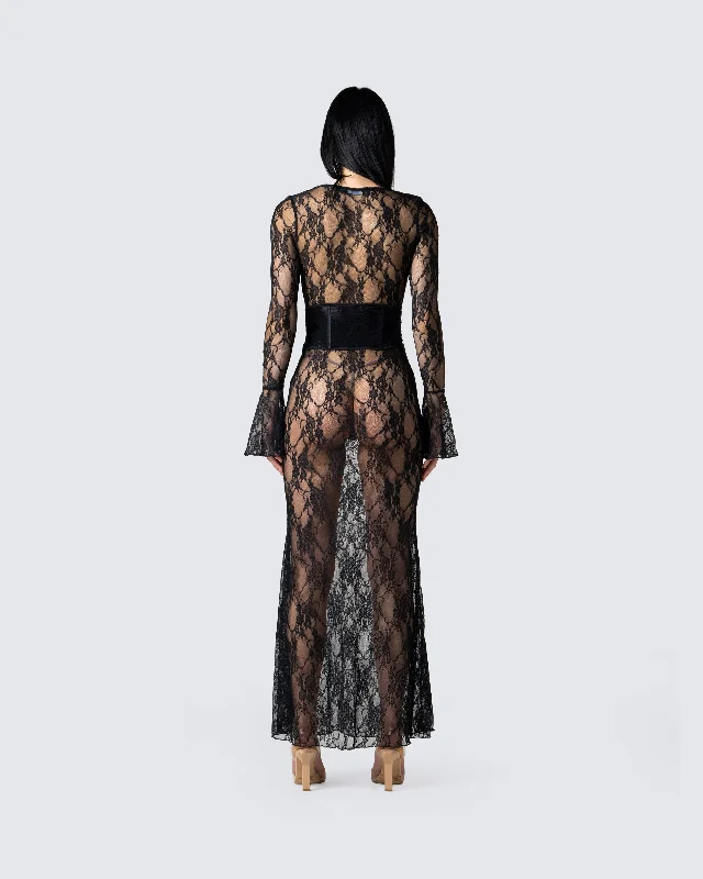 Lilith Black Lace Maxi Dress