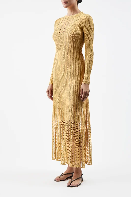 Maia Knit Dress in Gold Shappe Silk