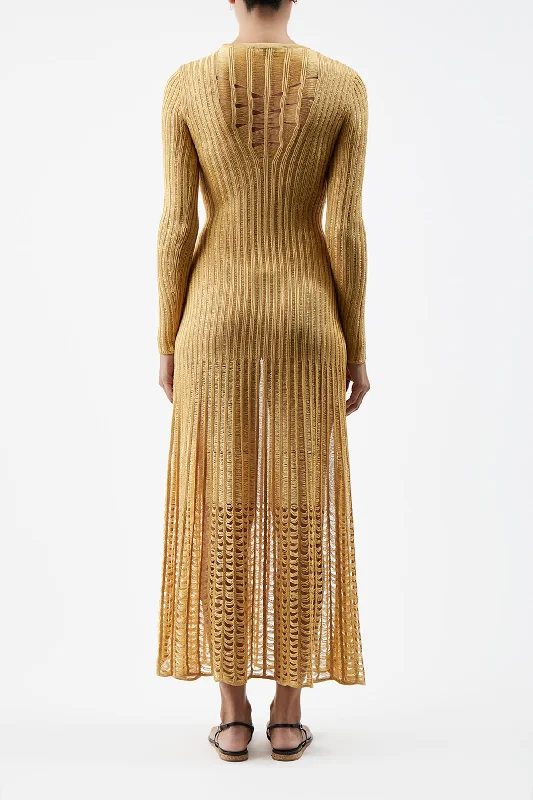 Maia Knit Dress in Gold Shappe Silk