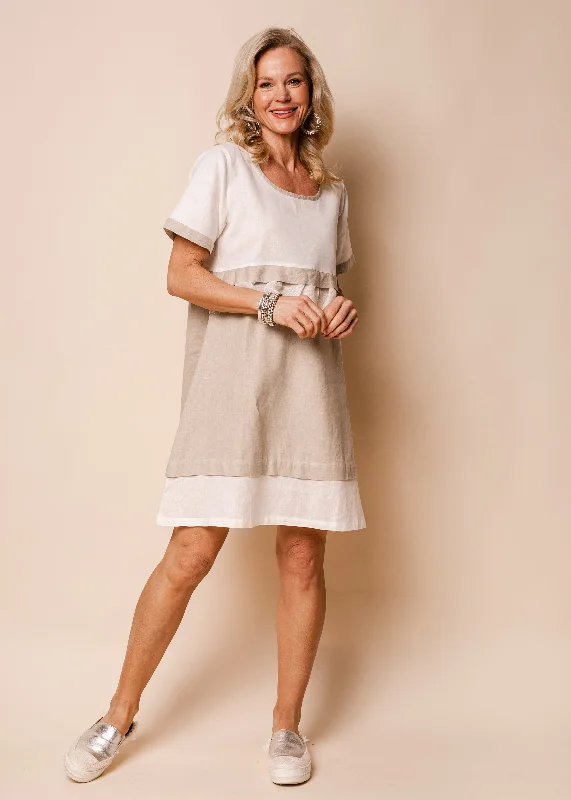 Nadia Linen Blend Dress in Latte