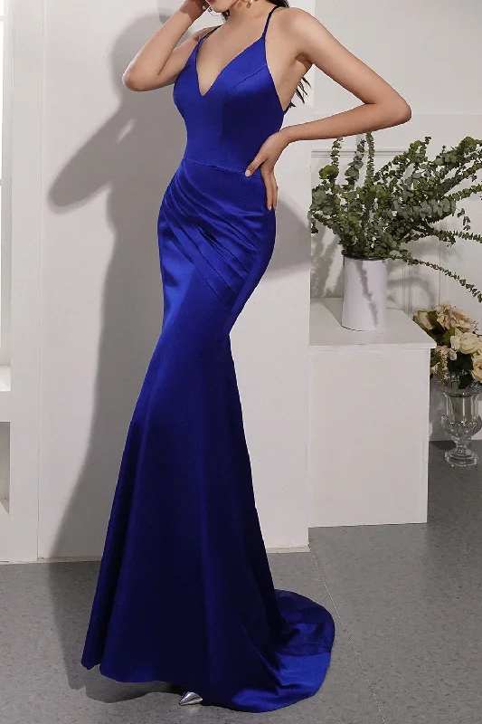 Royal Blue Satin Evening Dress