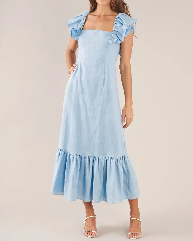 Violetta Linen Dress - Bluebird