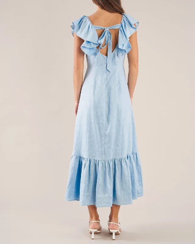 Violetta Linen Dress - Bluebird