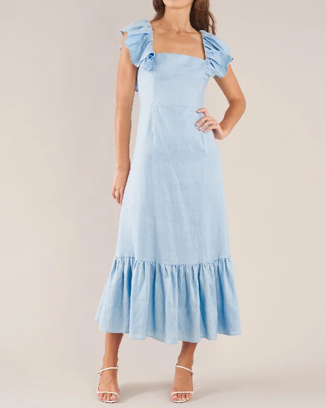 Violetta Linen Dress - Bluebird